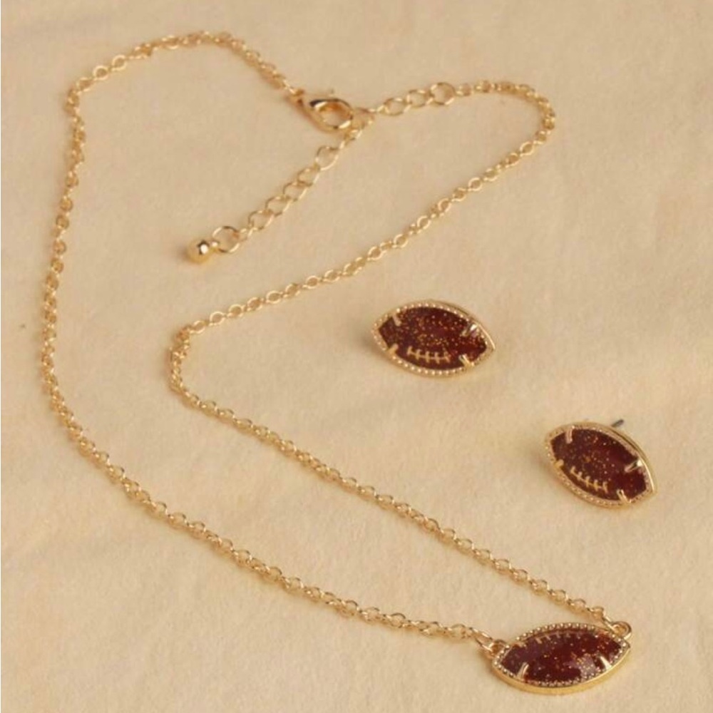 Set of Football Earrings and Necklace